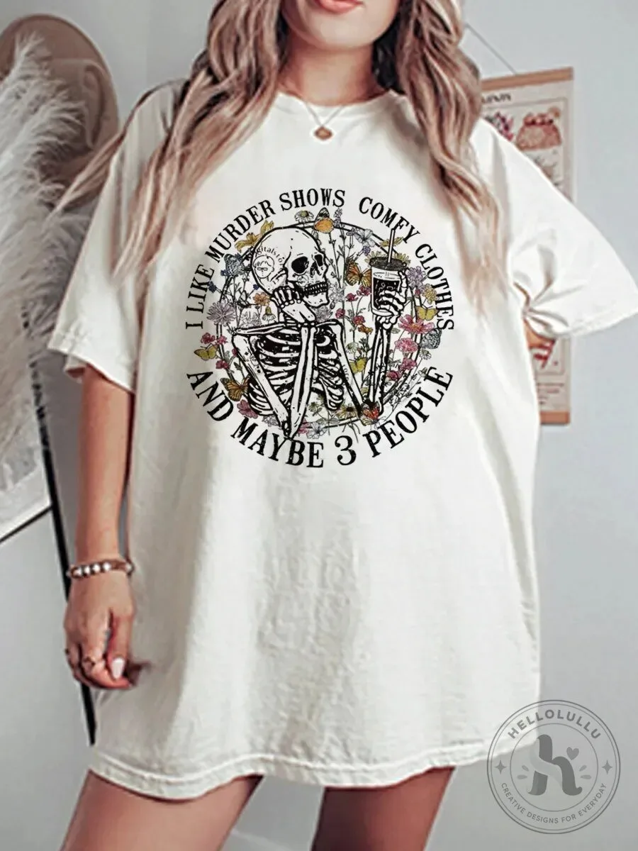 Comfy Tee Featuring Three People Skeleton for Fans of Murder Shows