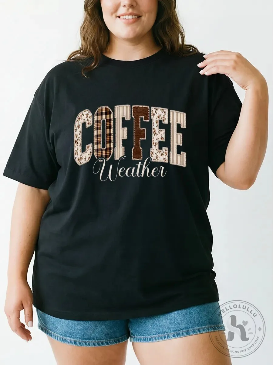 Coffee Weather Cozy Season Leopard Print Graphic T-Shirt